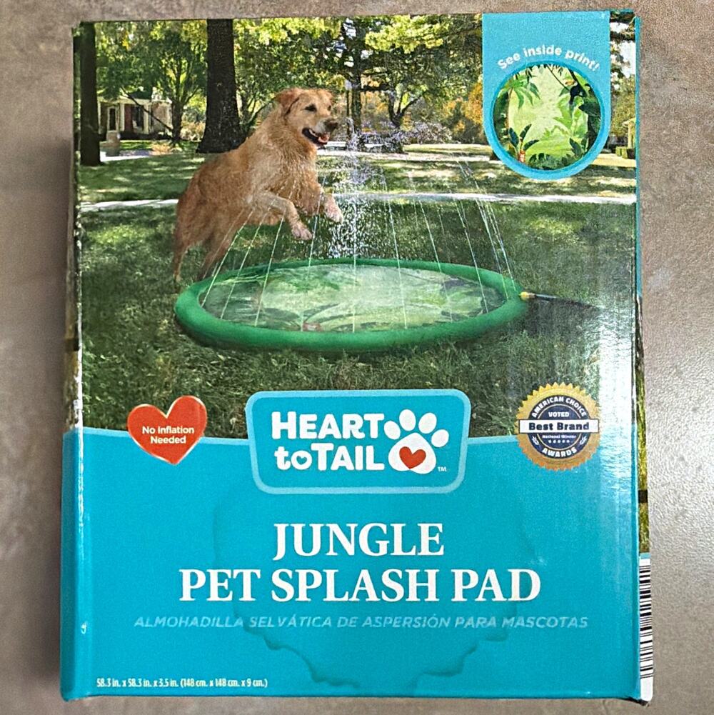 Heart to Tail Jungle Pet Splash Pad Pool XL 58.3in Green PVC